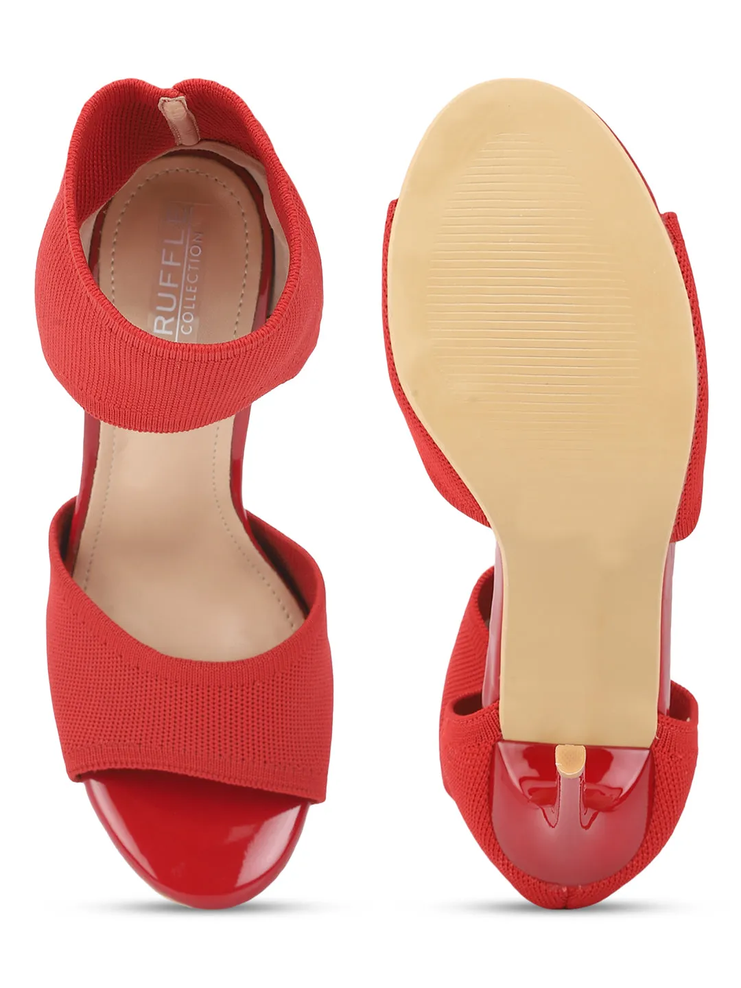 Red Knitted Stiletto Sandals (TC-CN-3212-1-RED)