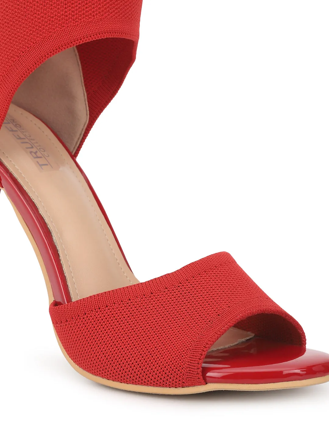 Red Knitted Stiletto Sandals (TC-CN-3212-1-RED)