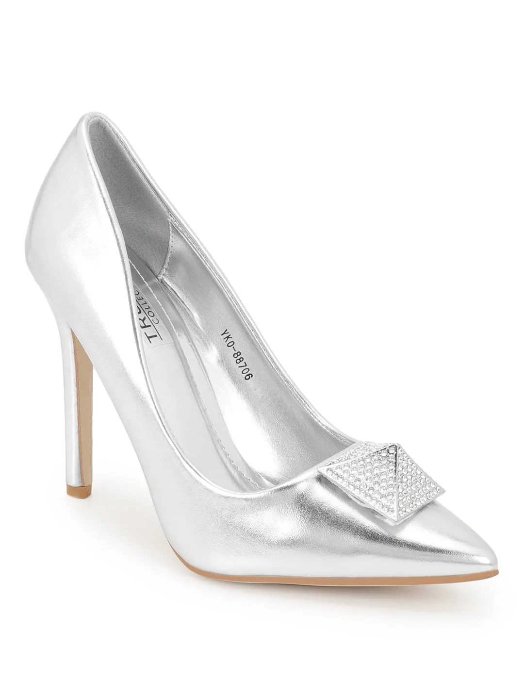 Silver PU Stiletto Sandals (TC-YKO-88706-SIL)