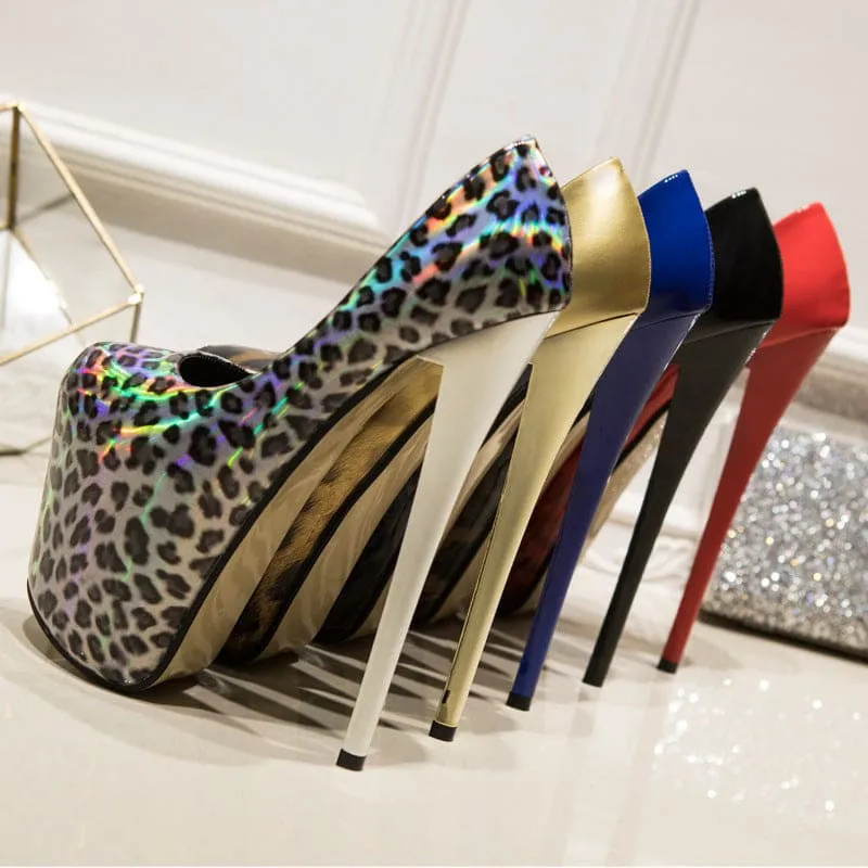 Stiletto Heel Leopard Print Drag Heels in Various Colors