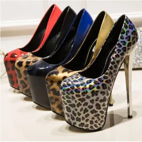 Stiletto Heel Leopard Print Drag Heels in Various Colors