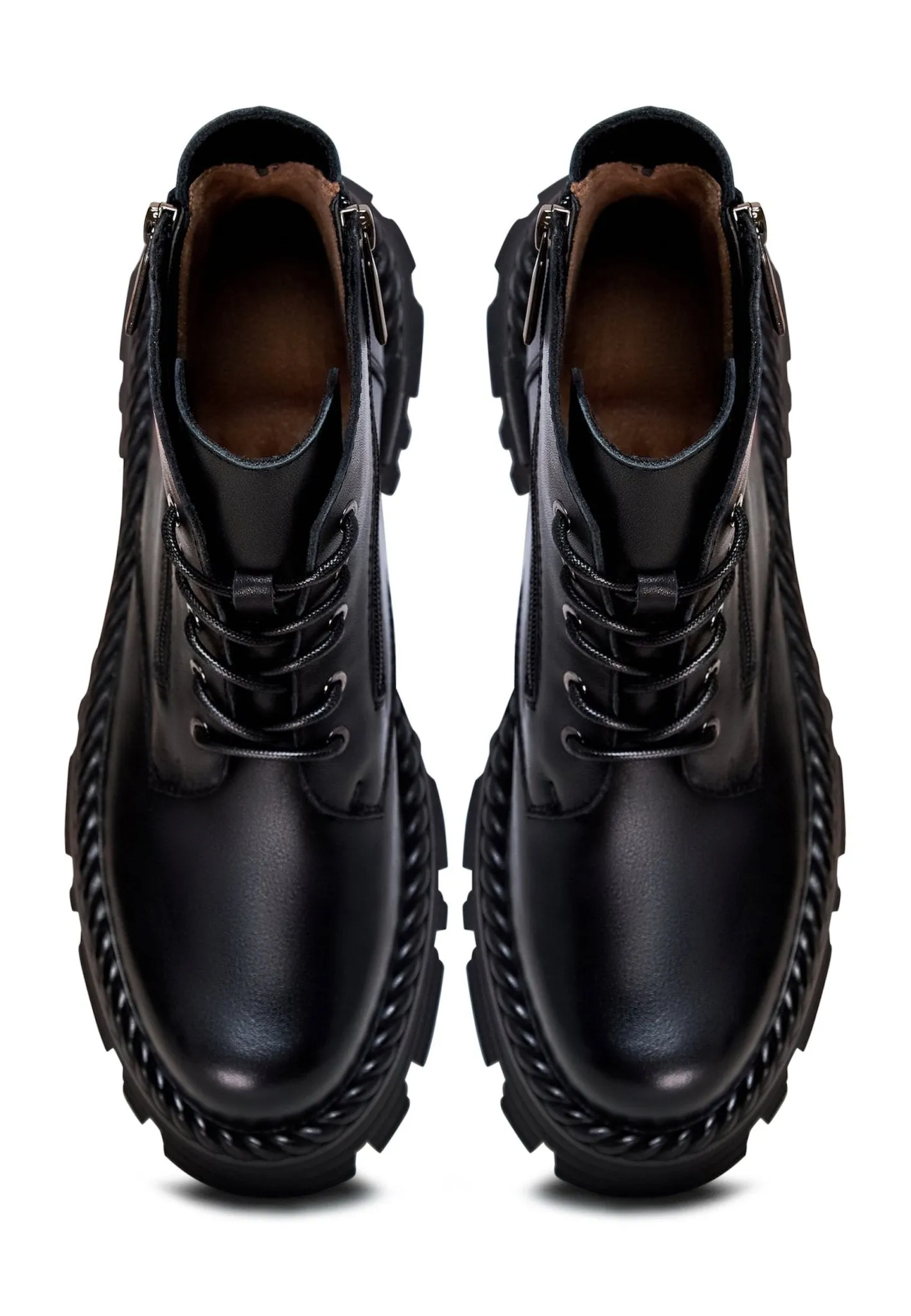 Stylish Lace-up Ankle Boots - Black