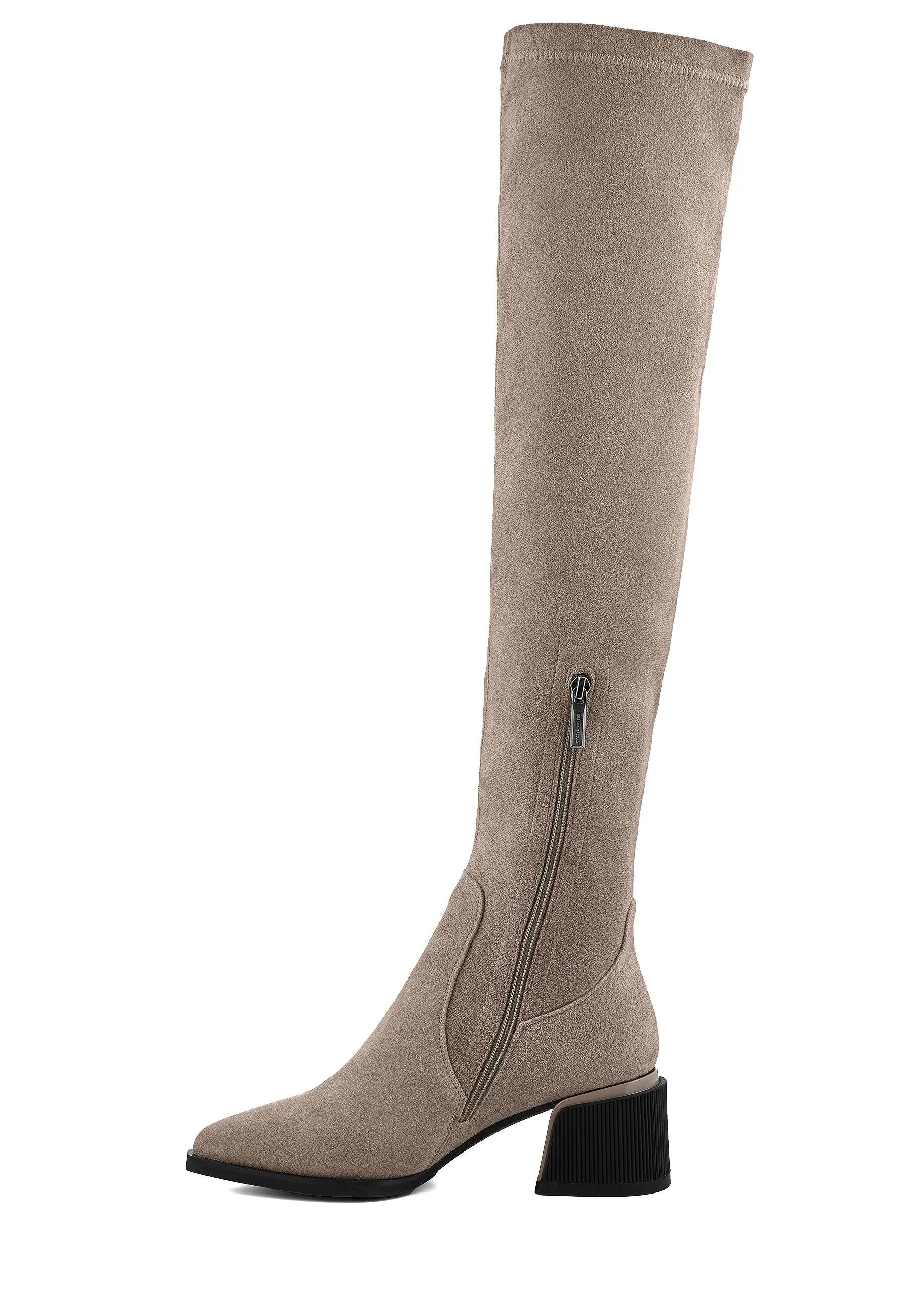 Suede Chic Over-the-Knee Boots - Beige