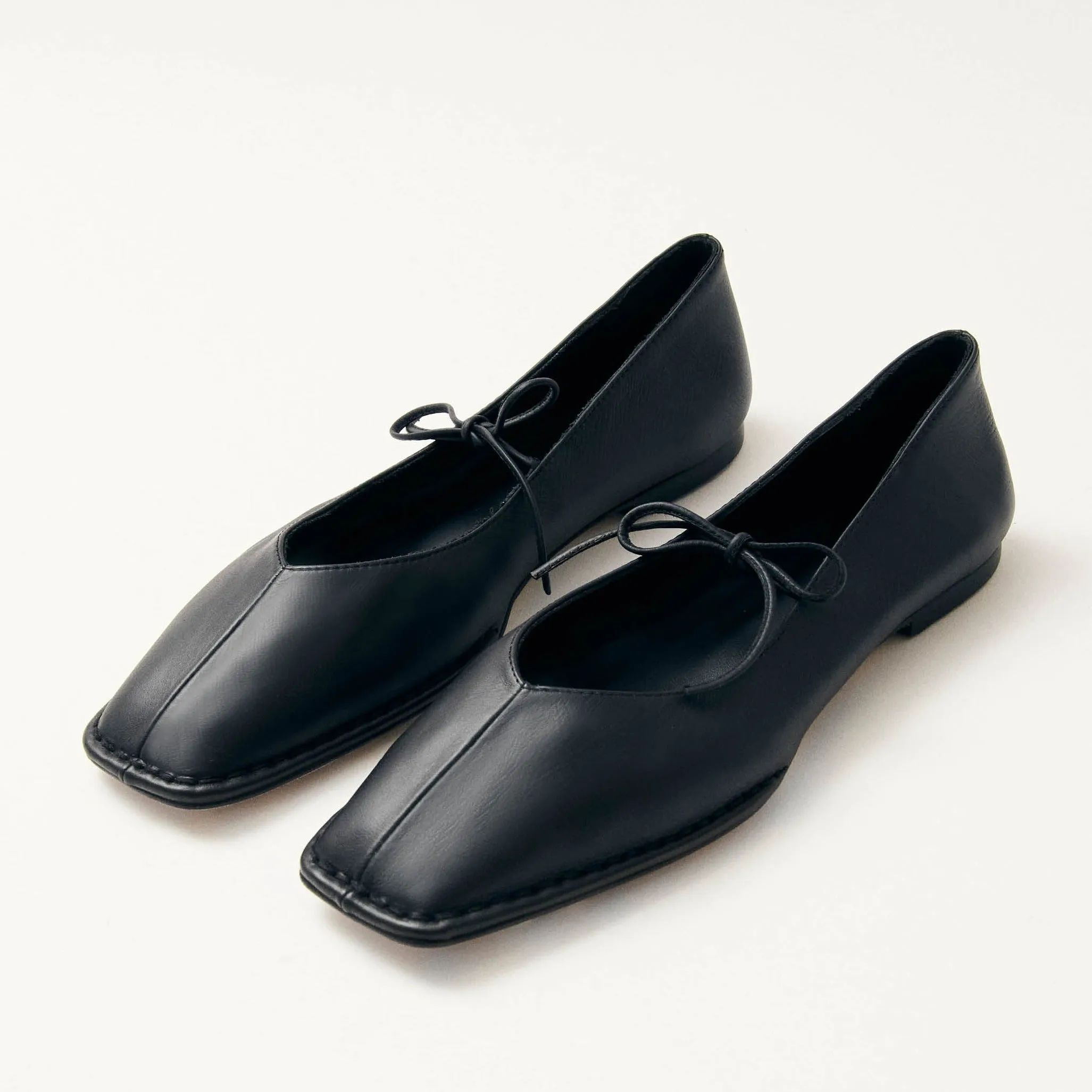 Sway Black Leather Ballet Flats