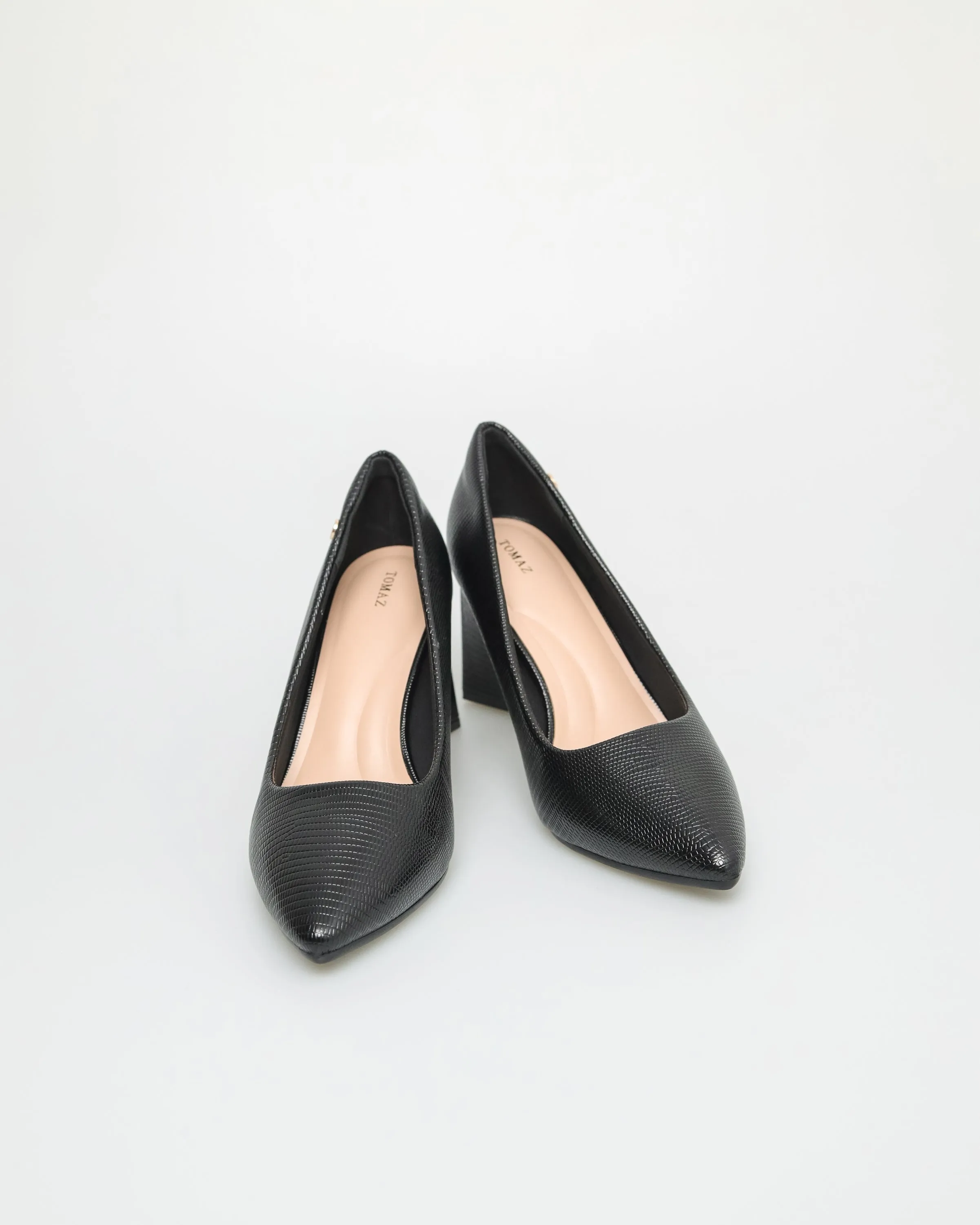 Tomaz NN318 Ladies Matte Block Heels (Black)