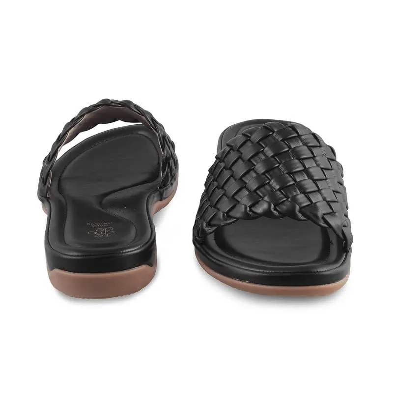 tresmode 231-NAPOLI BLACK SMART CASUAL FLATS EU/36 UK/3