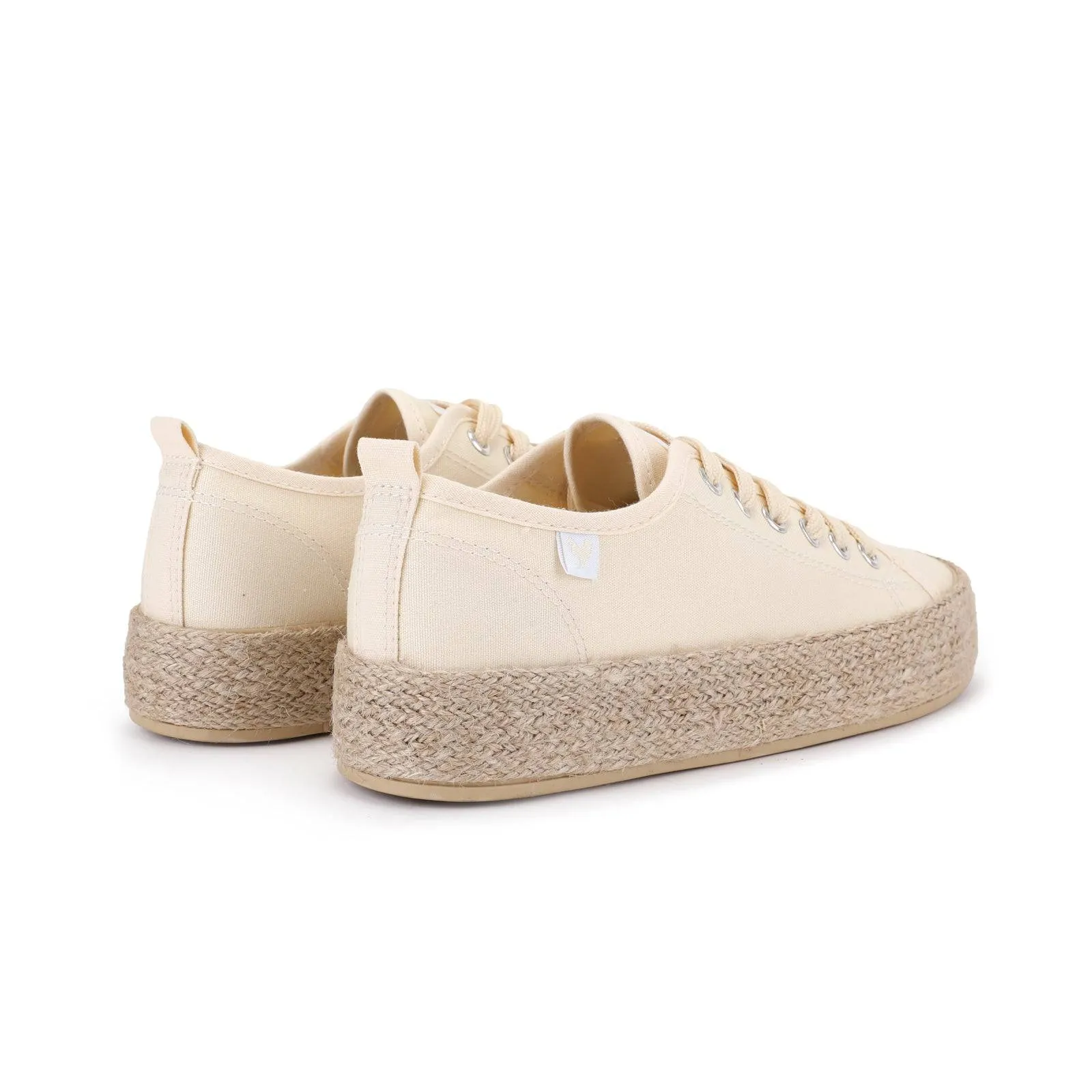 Walk In Pitas Ada Ladies Crudo Cream Textile Lace Up Shoes