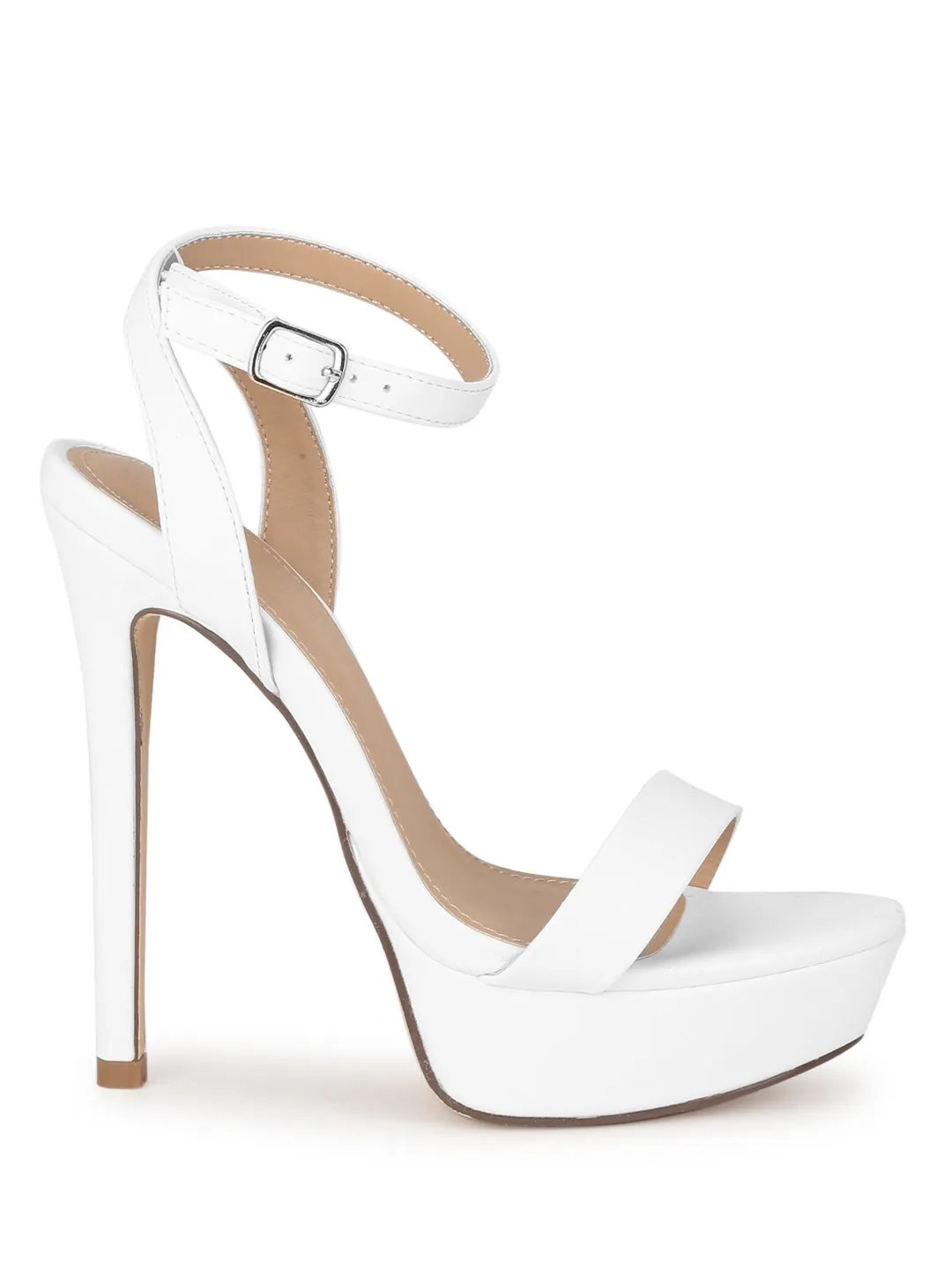 White PU High Platform Stiletto